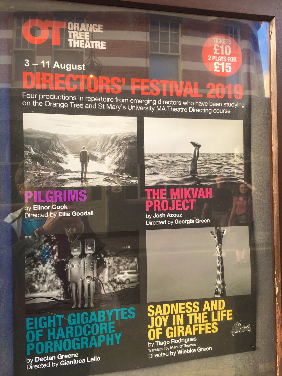 helenjerome's tweet photo. CORKING 🍾
Another couple of corkers @OrangeTreeThtr #DirectorsFestival 2019 🎭 with outstanding performances - and fine direction in #DeclanGreene’s #EightGigabytes by @MrJohnnyLuca - and #JoshAzouz’s #TheMikvahProject by @Georgia___Green
#hugelypromising https://t.co/05mGj4IpUE