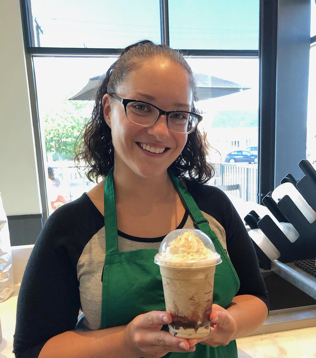 Our new partner Valerie made the perfect S'mores Frappuccino today! We are so proud of her and all of our new partners who strive to create the Starbucks experience! 😋☕ #tobeapartner