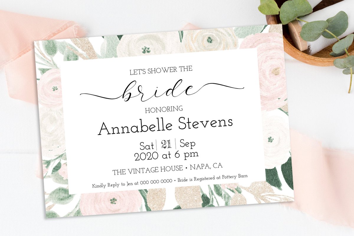 Shower the Bride Invite  etsy.me/33t0h4A #weddings #invitation #wedding #bohohippie #pinkwhitefloral #etsy #bridalshower #paperpassiondesigns