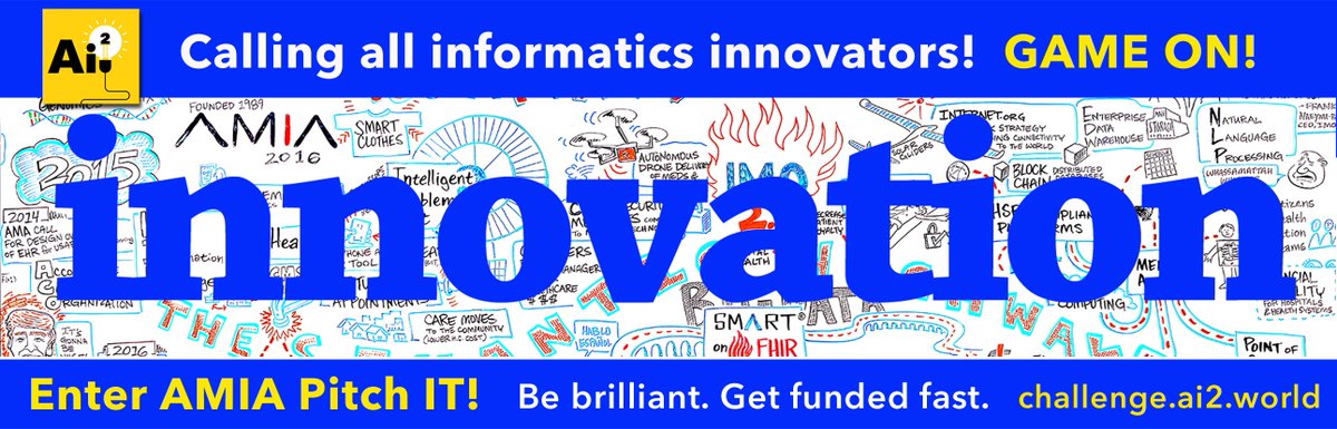 Ai2Innovation's tweet photo. BE BRILLIANT! #AMIA2019 #AMIAPitchIT competition is open! Submit your latest innovation in informatics to compete for $25,000 in prizes. Ai2 is accelerating informatics innovation! Apply today at https://t.co/LEvOuh98w1 https://t.co/oyXt2byoJX