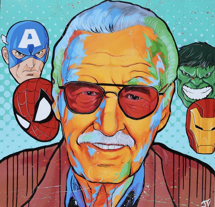 jayvart007's tweet photo. Stan Lee at his finest! 3x3 feet acrylic on canvas! #available #stanlee #comiccon #marvel  #jayvart #sdcc #sdcc19 #sdcc2019 #mancave  #invest #artcollector #interiordesign #buyart #artforsale #jayvalentin #interiordesigner #makemoney #celebrities #stanleeforever #stantheman https://t.co/GU4vJi6KcY