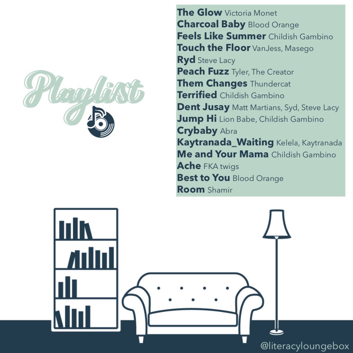 litloungebox's tweet photo. For our November last year we featured a playlist created by @KeriaOnDaScene. I’m a serious music lover &amp; besides reading it’s definitely been another act of self care for me. We’re thinking about featuring a curated playlist by other book &amp; self care lovers in all of our boxes! https://t.co/hGO4gRSTPb