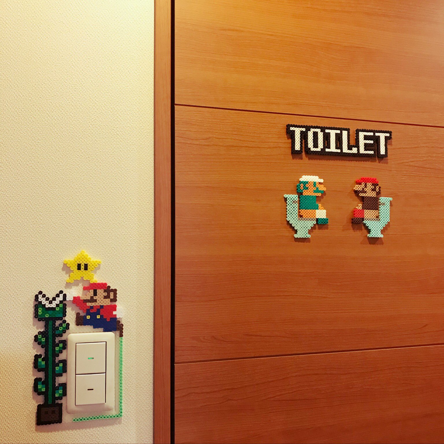 Kyokai トイレもビーズで アイロンビーズ スーパーマリオ トイレマーク スイッチカバー Kyokai トイレもビーズで アイロンビーズ スーパーマリオ トイレマーク スイッチカバー