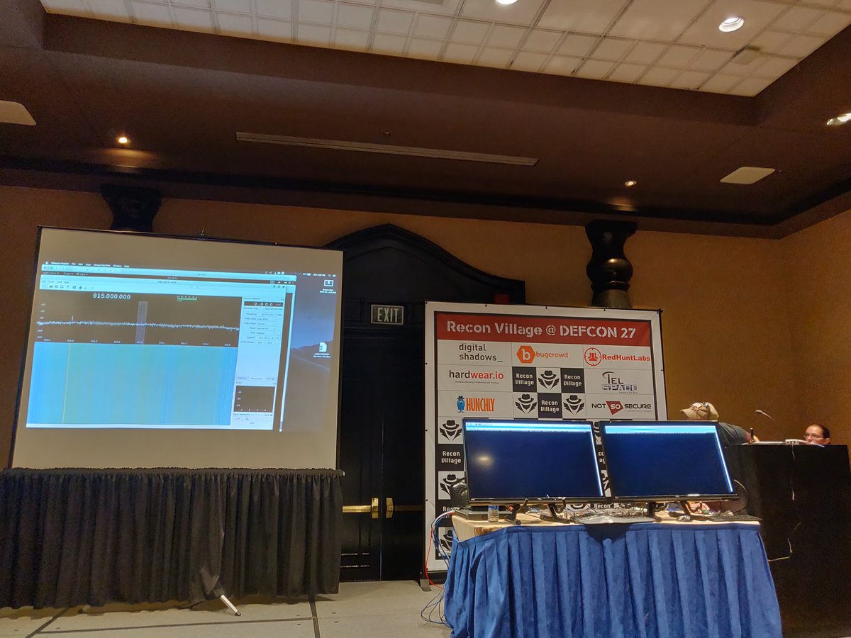 ReconVillage's tweet photo. Pretty cool setup for a talk. 

PIE - A hardware based Prebellico Intelligence Exfiltration Botnet by William Dithers @ReconVillage. 
#osint #reconvillage #HackerSummerCamp https://t.co/gqsOq0Hlut