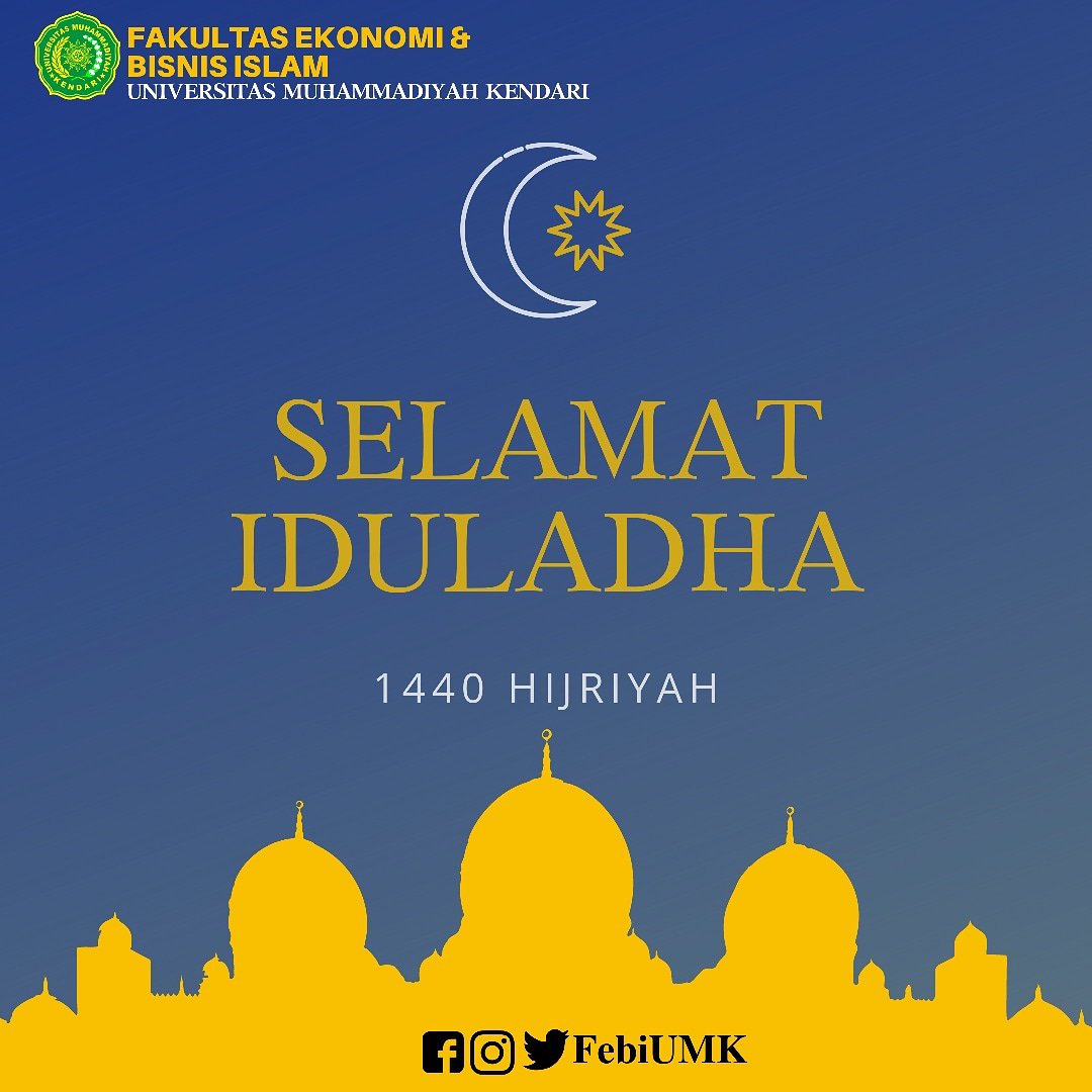 [SELAMAT IDULADHA 1440 HIJRIYAH]
. 
Aassalamualaikum
Segenap Civitas Akademika Fakultas Ekonomi dan Bisnis Islam Universitas Muhammadiyah Kendari Mengucapkan Selamat Iduladha 1440 Hijriyah Mohon Maaf lahir dan batin
. 
#febiumkendari
#febiumk #eventfebi #IdulAdha1440H