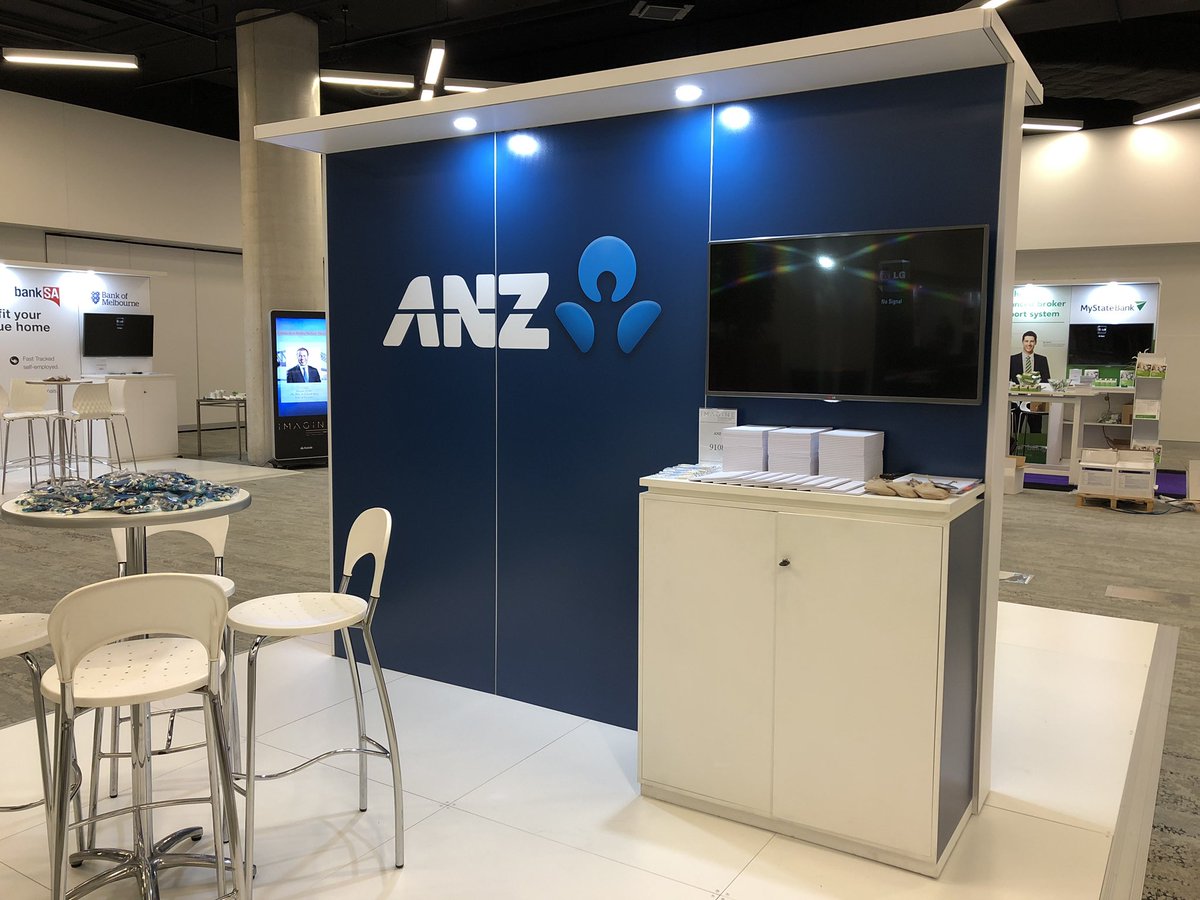 88RFS's tweet image. All set up for the @Aussie #imagine Conference in Sydney!

Come say hello and pick up some @ANZ_AU Jellybeans!!

 #retailbroker  #offersogood

@jonathonangelu1, Paul Brick &amp;amp; @TilleySimone