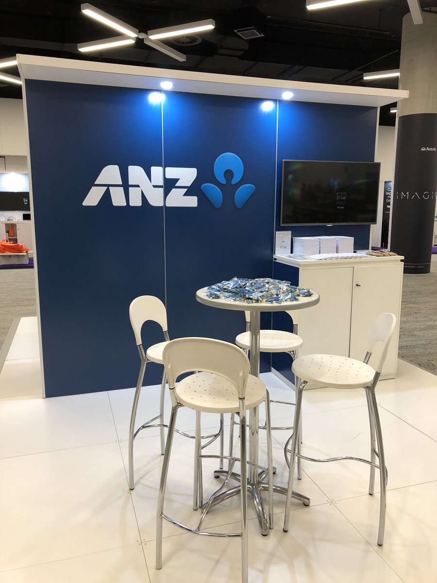 88RFS's tweet image. All set up for the @Aussie #imagine Conference in Sydney!

Come say hello and pick up some @ANZ_AU Jellybeans!!

 #retailbroker  #offersogood

@jonathonangelu1, Paul Brick &amp;amp; @TilleySimone