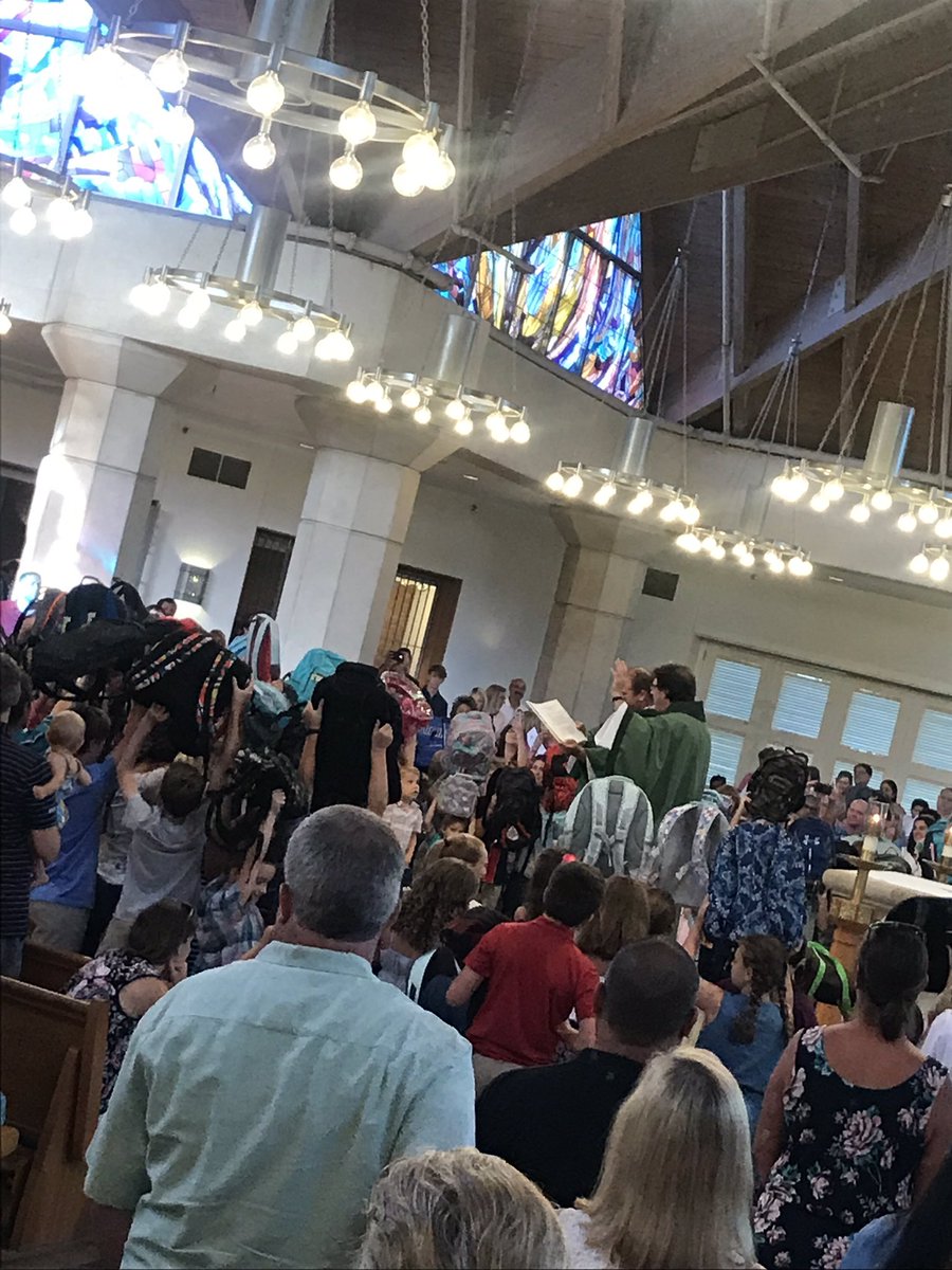 cmjsgates's tweet photo. It is #BackToSchool time for @StRitaDallas #BackPackBlessing Grandma &amp; Pops are having a hard time accepting big G is ready for kindergarten. It was just yesterday his mom walked those halls! Thank you @frjoshTX for kicking off school with a community blessing! https://t.co/UaCLTzZsCV
