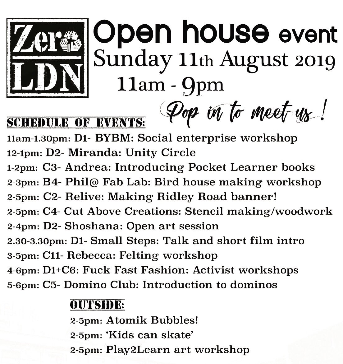 ldn_zero's tweet photo. Try out some great workshops from collaborators at our first open house event! #sundayfunday #welovedalston #greenhackney #freeworkshops https://t.co/jTEPxiZwRs