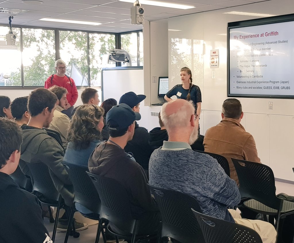 Big thank you to @griffithalumni Alana Mosely from Jacobs Engineering, speaking to our future students about 'Why Engineering', and 'Why environmental'. #makingadifference #WomenInSTEM #WomenInEngineering