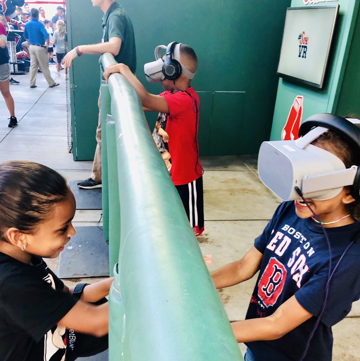 MacKidDOT's tweet photo. #HOSTED Kids Concourse was so much fun. FREE &amp; located at gate K. Photo ops w/Wally &amp; Tessie to tons of virtual reality #SoxVR experiences, a caricature artist &amp; more! #CallingAllKids #KidNation #SoxPromos @RedSox @FenwayPark @Wally97 @TessieTGM @redsoxfund https://t.co/8yzc7j0Y96