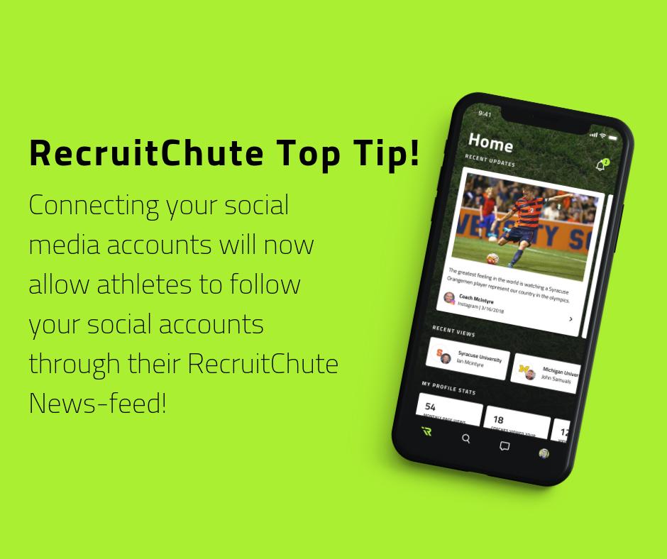 RecruitChuteUS's tweet photo. College Coaches has now expand the reach of their social media account by syncing their profiles with their RecruitChute account https://t.co/UPgx3UJSGk
