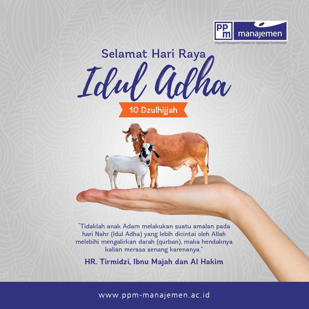 Bukanlah jumlah sapi atau domba, namun kerendahan hati dan keikhlasan adalah nilai utamanya. Selamat berkurban dan berbagi, Selamat Hari Raya Idul Adha1440 H.

#ppmmanajemen
#iduladha2019