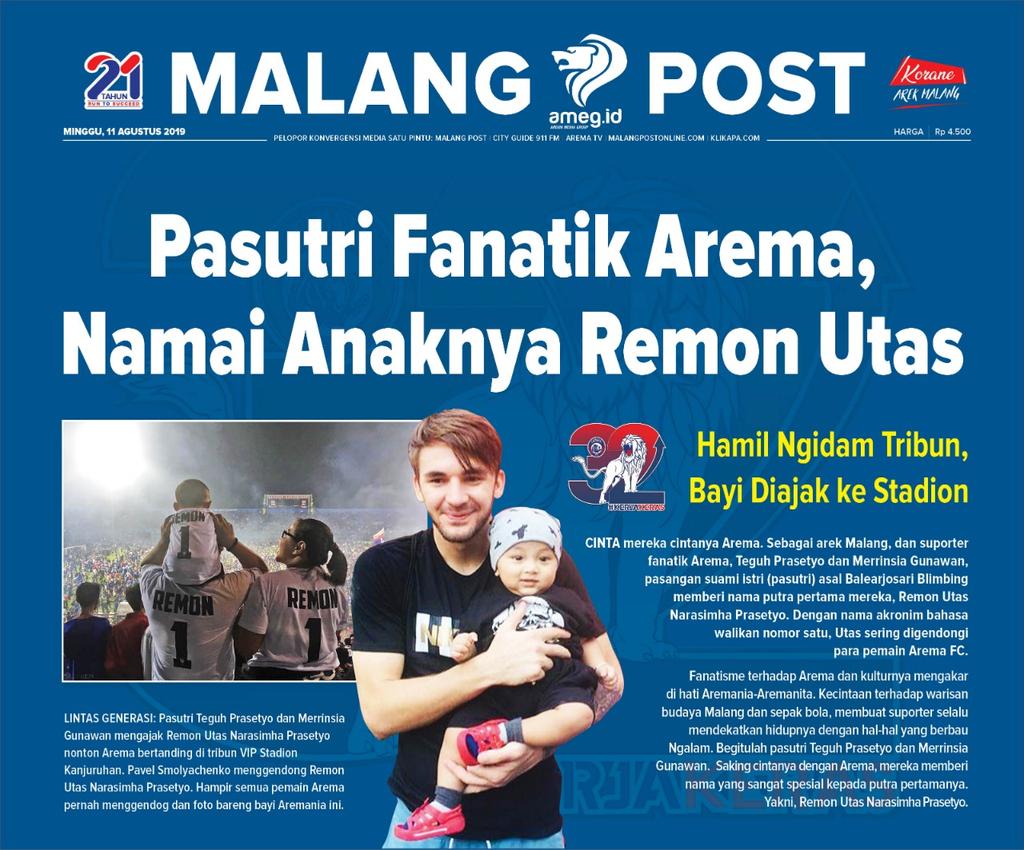 soulabdi's tweet photo. Suwe ra ketemu ponakan "Utas" La kok dadi terkenal moro-moro. #32tahunarema #hbdarema #arema #32tahun #kerjakeras #idreksarek #remonutas #utas #11agustus #1987 #malangpost #aremania https://t.co/Bg1I2sU2Ft
