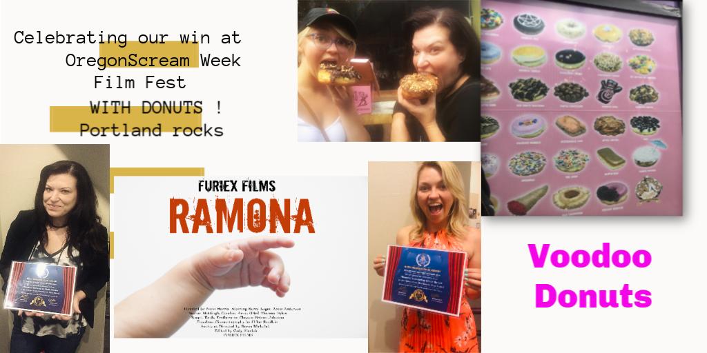 FuriexFilms's tweet photo. #OregonScreamFestWinner #PortlandRocks #VoodooDonuts #WomenInHorror https://t.co/NONBqIfpoj