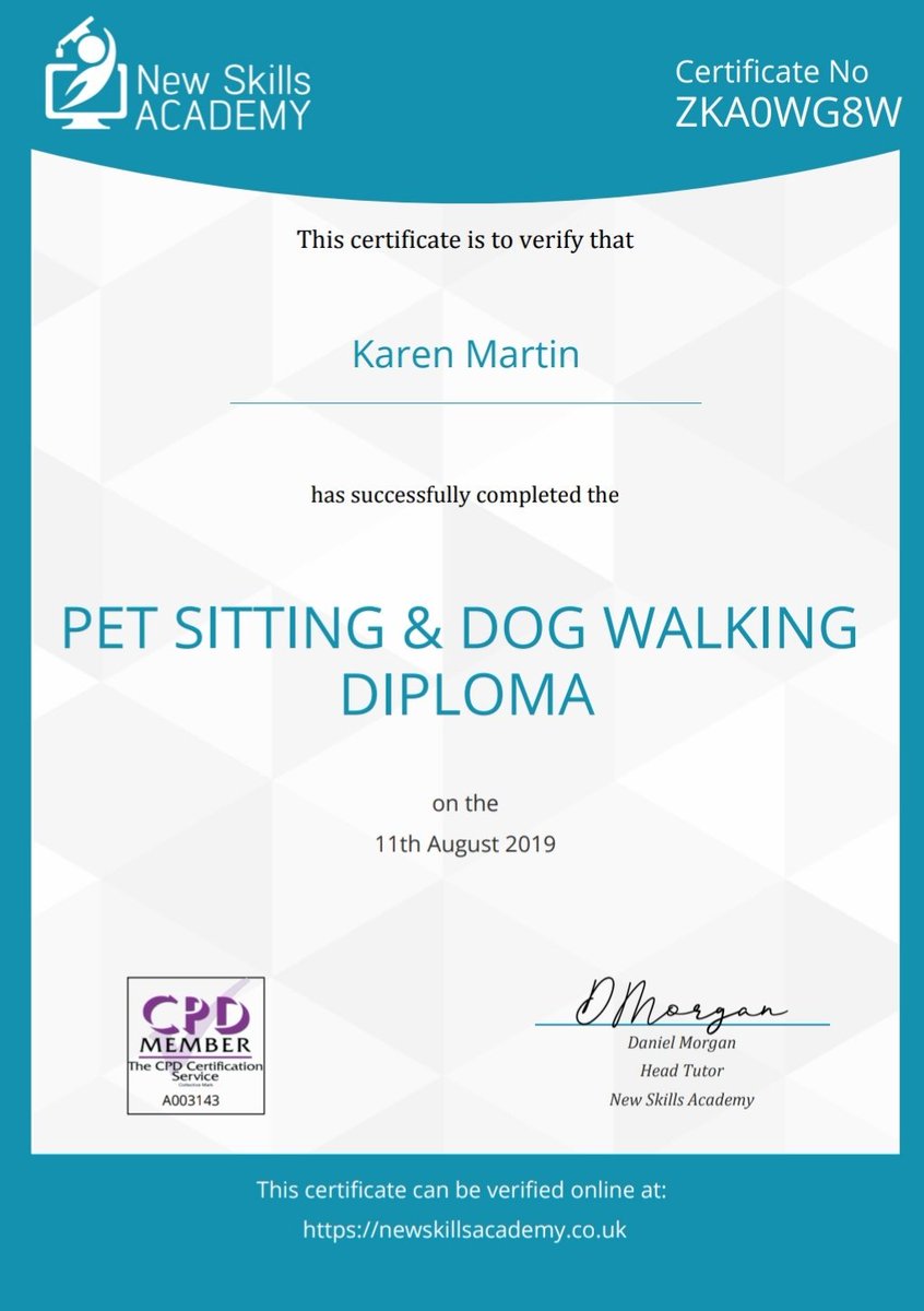 pawfectlyplus's tweet photo. Finally got round to finishing my @NewSkillsAcad course - I'm now officially certified!

#dogtrainers #soproud #selfimprovement https://t.co/NIKuCE3WjM