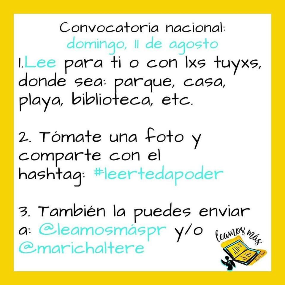sujeilugo's tweet image. Mañana, únete, únete a la convocatoria nacional de lectura únete. &amp;lt;3 #leertedapoder #PuertoRico #lecturacombativa @leamosmaspr