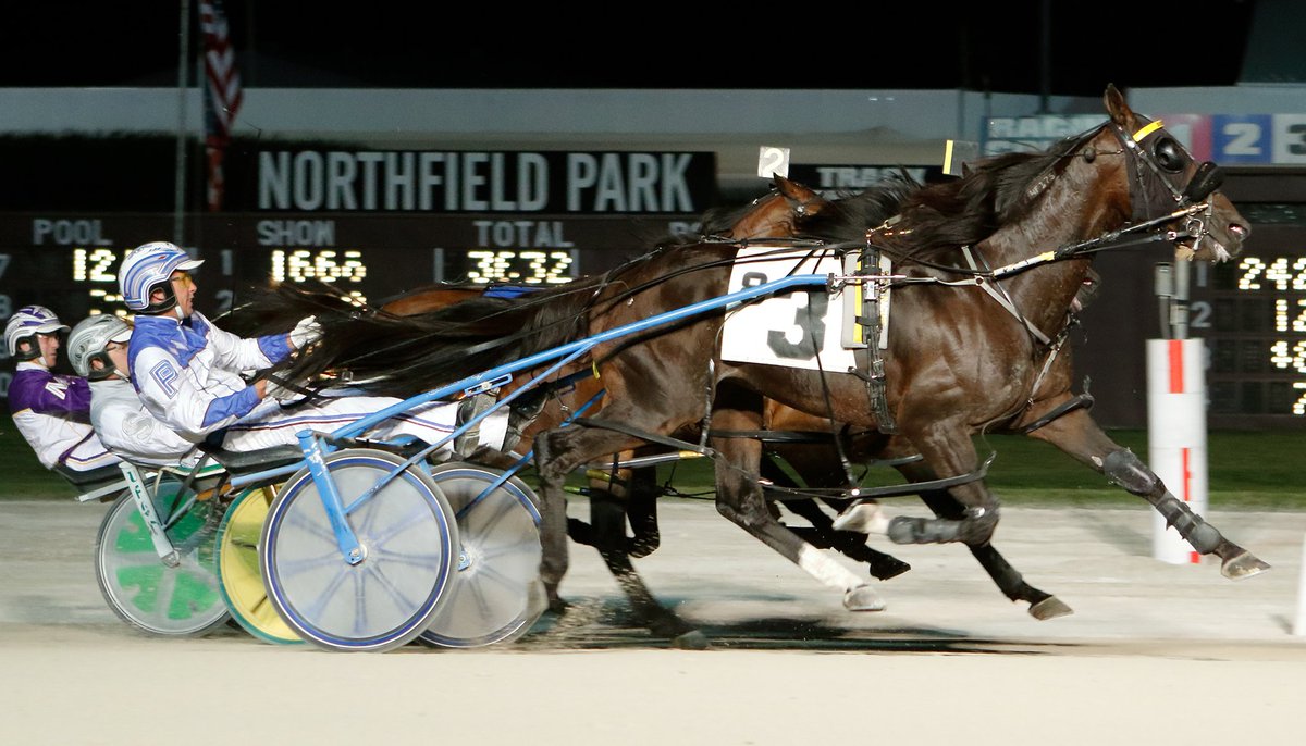 Dancin Yankee &amp; Chris Page won his fourth straight $50,000 Myron Charna President's Pace in 1:49.2 -- he is the only horse to win this event through 4 editions! <a href="/RonBurkeRacing/">Ron Burke</a>