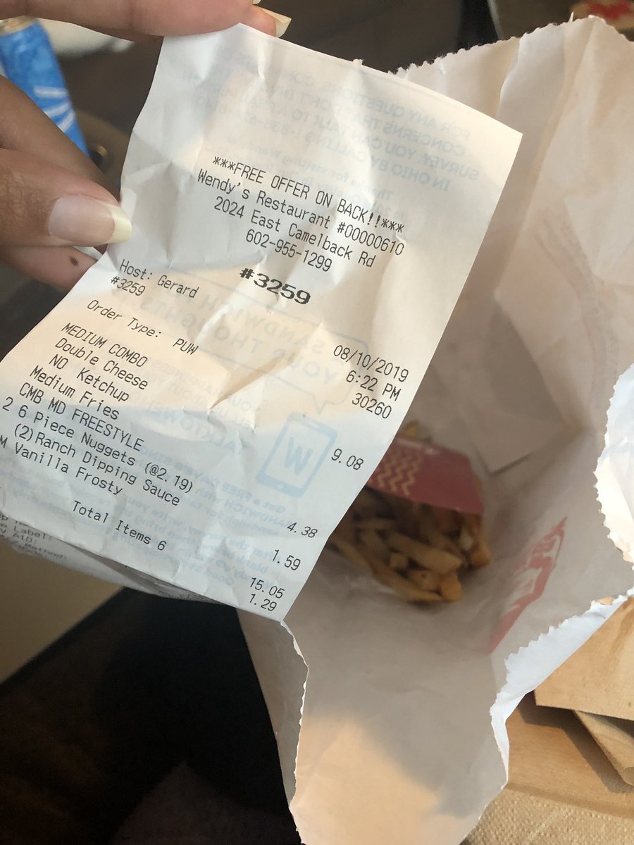 zachwestenberg's tweet photo. @Wendys only packed my burger and fries. My girlfriend is not happy she doesn’t have her chicken nuggets and took my fries for dinner. Cmon @Wendys https://t.co/Ygm1I9sWYt