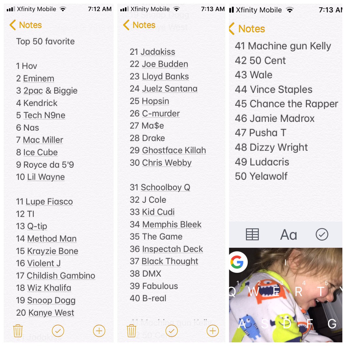 HostileBakeOver's tweet photo. #Top50 of my personal favorite. It's not who I think is or was the greatest. It's just my favorite ones to listen to. https://t.co/926gEtkbzV