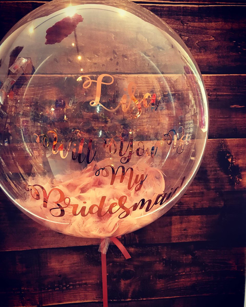 Rose Gold Feather filled bubble balloons all individually personalised ..... Will You Be My Bridesmaid? So cute! All 5 individually put into our gift boxes... #willyoubemybridesmaid #rosegold #willyoubemymaidofhonor #bubbleballoon #bubbleballoons #somethingdifferent