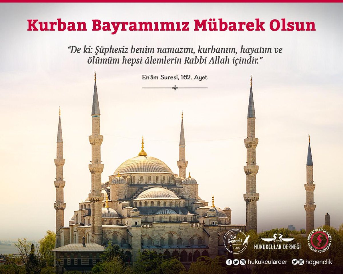 Sizin ve ailenizin mübarek Kurban Bayramını kutlar,ülkemize ve tüm İslam alemine barış, adalet ve huzur getirmesini Allah’tan niyaz ederiz. #KurbanBayramınızMubarekOlsun