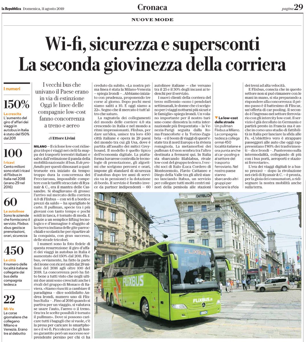 gdt62's tweet photo. La seconda giovinezza della #corriera: Wi-Fi, sicurezza e sconti con le linee low-cost come @FlixBus @FlixBus_IT via @repubblica @RepubblicaAF https://t.co/fdVOsbAXy9