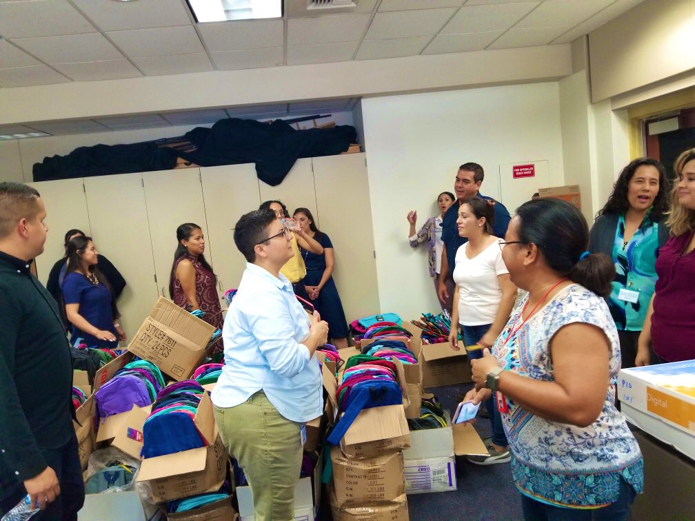 DrMayraHelguera's tweet photo. @SantaAnaUSD district office staff busy stuffing over 4,500 backpacks for the 2019 SAUSD Back to School Bash held on Saturday, August 3, 2019 // 08.02.19 #SAUSDwins #weareSAUSD #SAUSDserves #SAUSDproud https://t.co/RqEdthFBdz