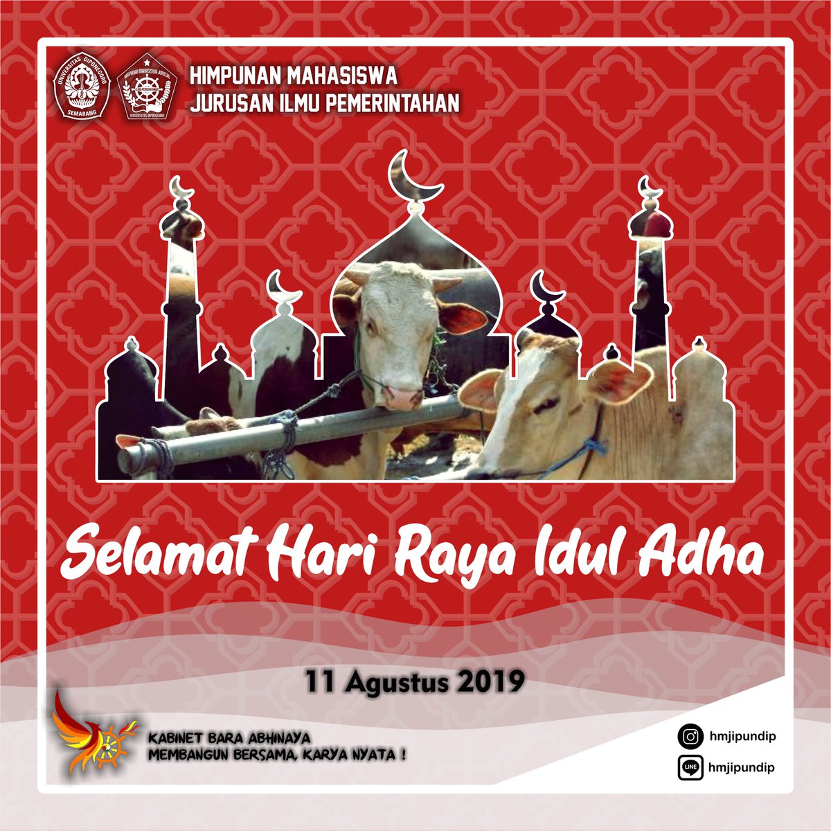 hmdipundip's tweet photo. [[ SELAMAT HARI RAYA IDUL ADHA 1440 H ]]

Kami segenap keluarga HMJ Ilmu Pemerintahan FISIP UNDIP mengucapkan selamat merayakan hari raya Idul Adha. Mohon maaf lahir dan batin 🙏🏻 https://t.co/YMzC7v8mIR