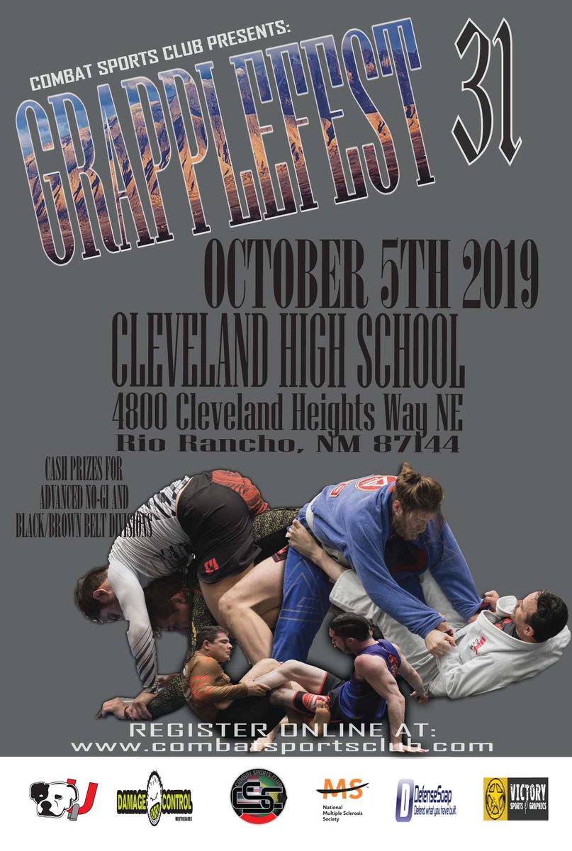 Combat_Sports_'s tweet photo. Folks, Grapplefest 31 is October 5th at Cleveland High School in Rio Rancho, NM. Please take note of the registration deadlines and tournament details at combatsportsclub.comSee you on the mats! https://t.co/Z0qMXCfsT4