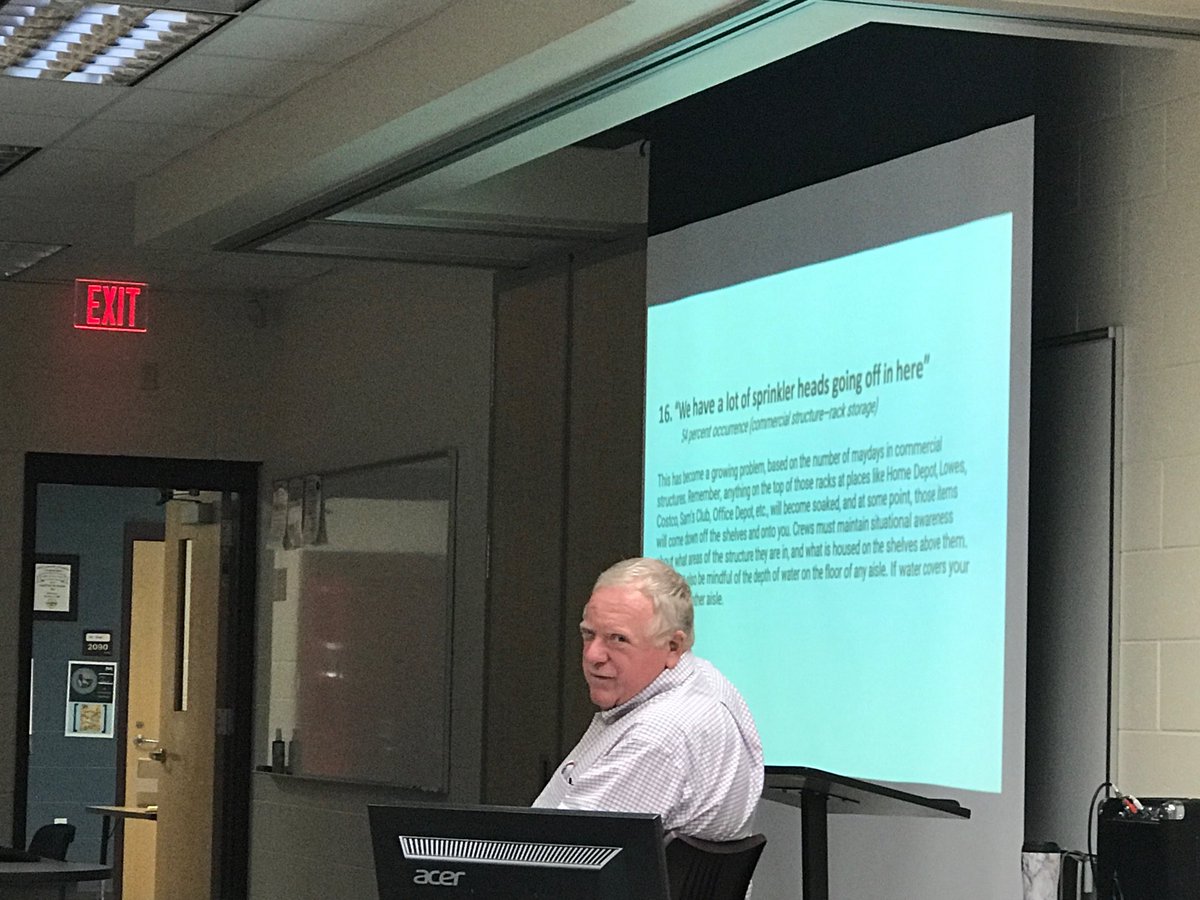 ChiefRubin's tweet image. The Fire Training Master at work, as in Fire Chief Bruce Varner. @chief7100 Such a great training program this weekend!  Today was Preventing The MayDay!  Tomorrow’s topic will be Choosing To Command!  See you in Brillion, Wisconsin. #Duty #Honor #Courage #Respect