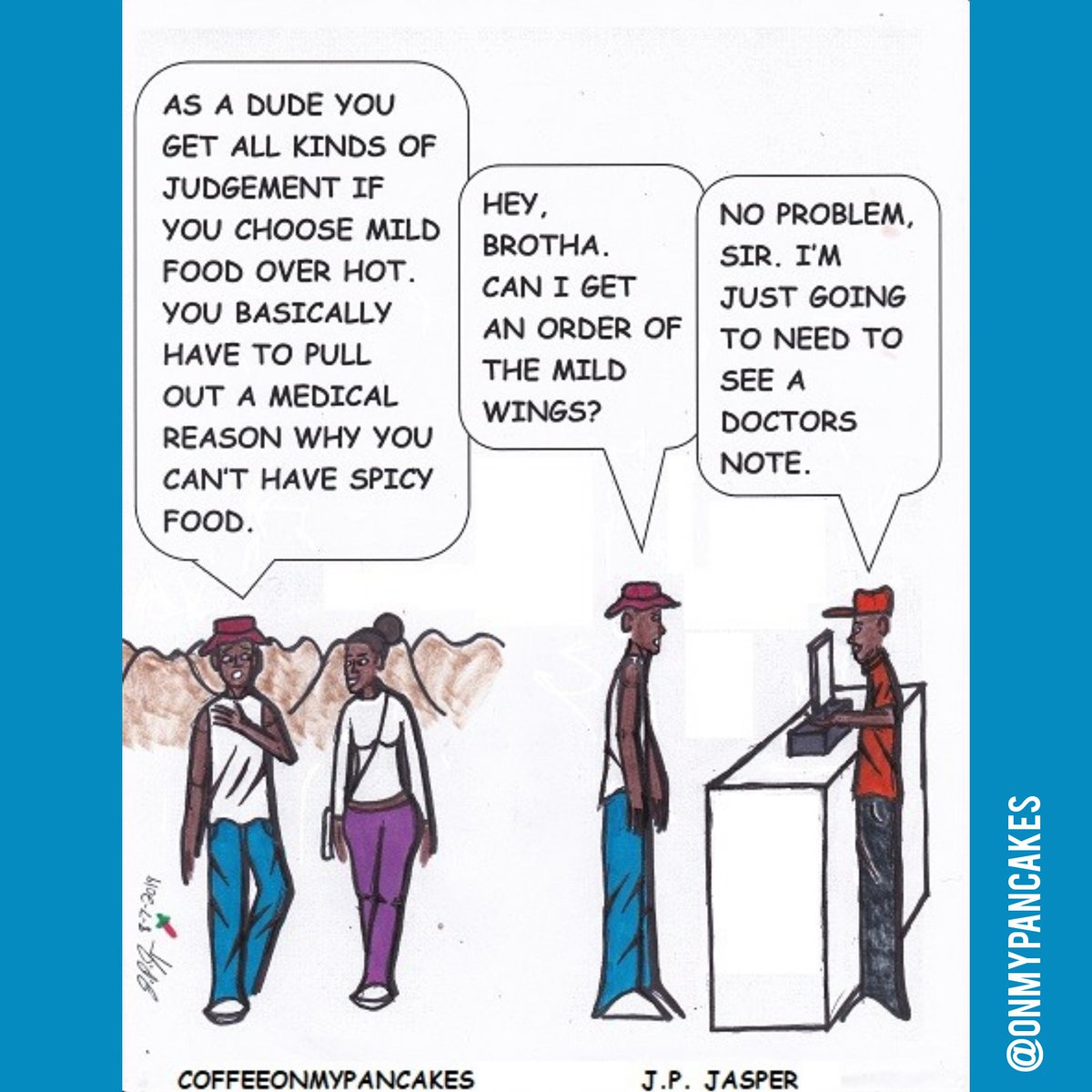 onmypancakes's tweet photo. #Relationshipgoals #relationships #judgement #spicy #spicyfood #mildwings #hotwings #doctorsnote #washingtonpost
#msnbc #comics #tbgwt #onmypancakes #coffeeonmypancakes #bomanijones #blackish #blacknerd #blerd #blerds https://t.co/jLatLzTEBE