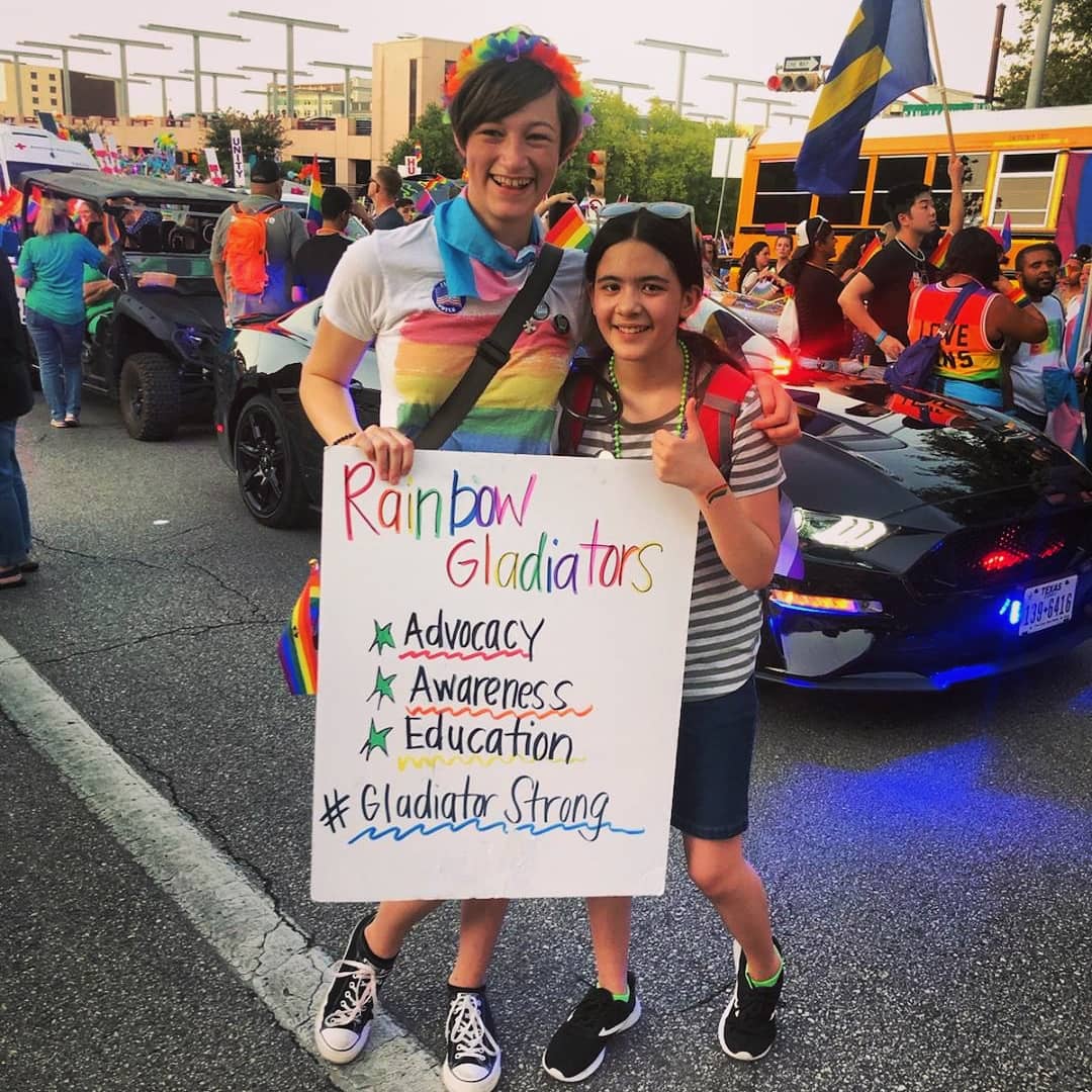 Trueheart_Art's tweet photo. So incredibly happy that the Rainbow Gladiators had the opportunity to be in the #austinpride parade with Manor PD!!  Thank you for all the love and support! #loveislove #gladiatorstrong https://t.co/OeO8sGnHJD
