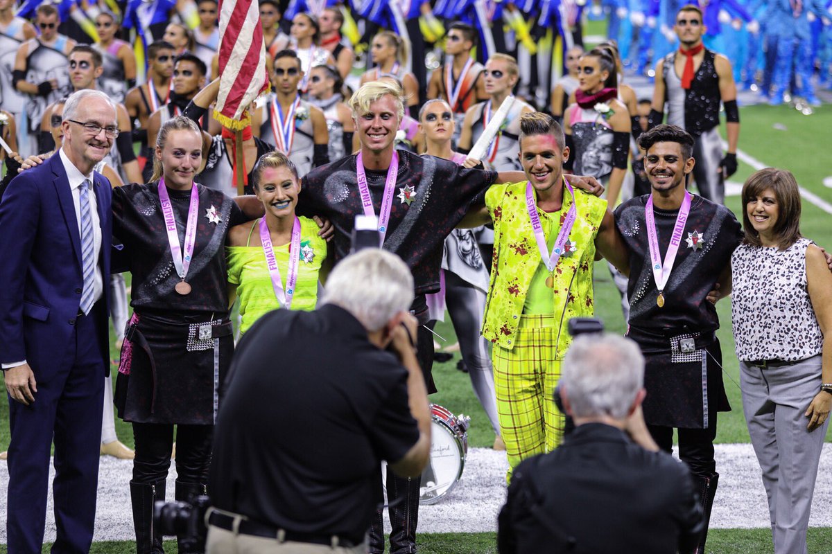 scvanguard's tweet photo. In third place, and receiving the bronze medal, with a score of 96.600 - Santa Clara Vanguard! 🥉 Thank you for all the love and support this season. It means everything. ❤️💚 #SCV19 #VoxEversio #TNPLSC https://t.co/DrrSaYmScA