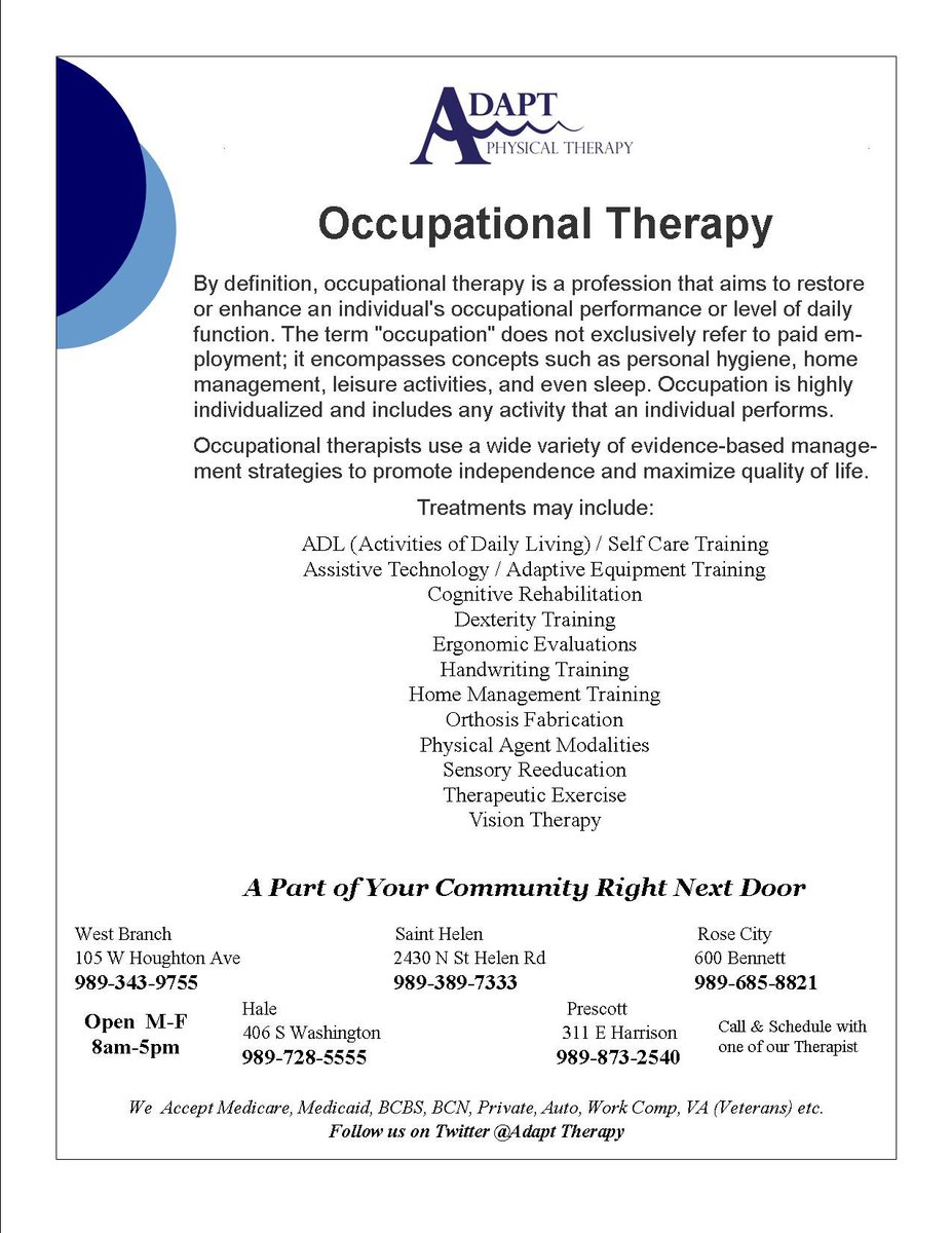 #OccupationalTherapy #ogemawcounty #roscommoncounty #ioscocounty #michigan #northeastmichigan
