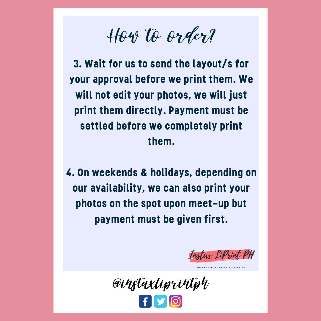 instaxliprintph's tweet photo. Check out our guidelines on how to order and how to get your pictures! 💕 https://t.co/iNwMKzW6jK