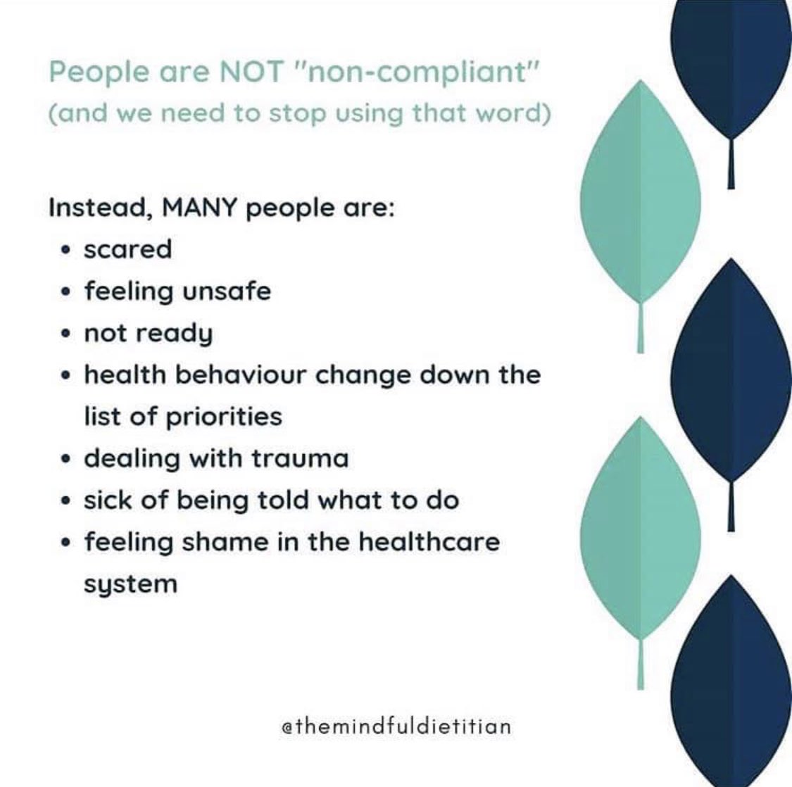 MaiteUribe4's tweet image. As healthcare professionals, we need to be mindful of how the use of labels can lead to stigma...we should always look below the surface.

Thanks to The Mindful Dietitian @palliativemedicineteaching #respectfullanguage #stigmasstick #weareallhuman #humanbeings #mindfullanguage