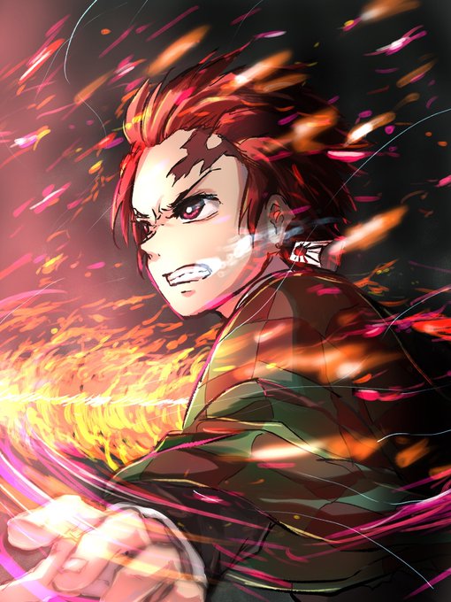 のらさんがTwitterに投稿した竈門炭治郎(鬼滅の刃)のイラスト。