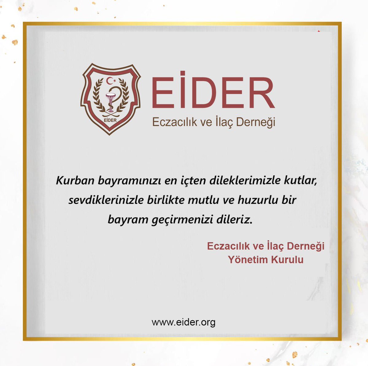 Kurban bayramınızı en içten dileklerimizle kutlar, sevdiklerinizle birlikte mutlu ve huzurlu bir bayram geçirmenizi dileriz. 

Eczacılık ve İlaç Derneği Yönetim Kurulu