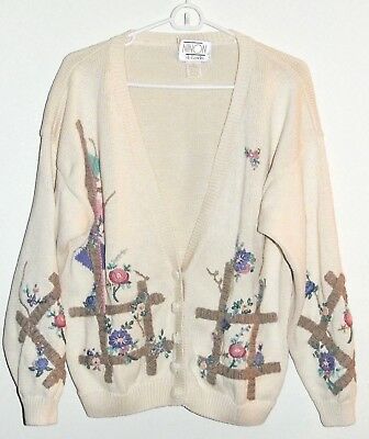 SweatersMixed's tweet photo. (eBay Ad) NINON de LENCLOS Ivory Cream w/Pastels Hand Embroidery Cardigan Sweater S/M https://t.co/yJB7KtIJz2 https://t.co/Lkfd03xwuh