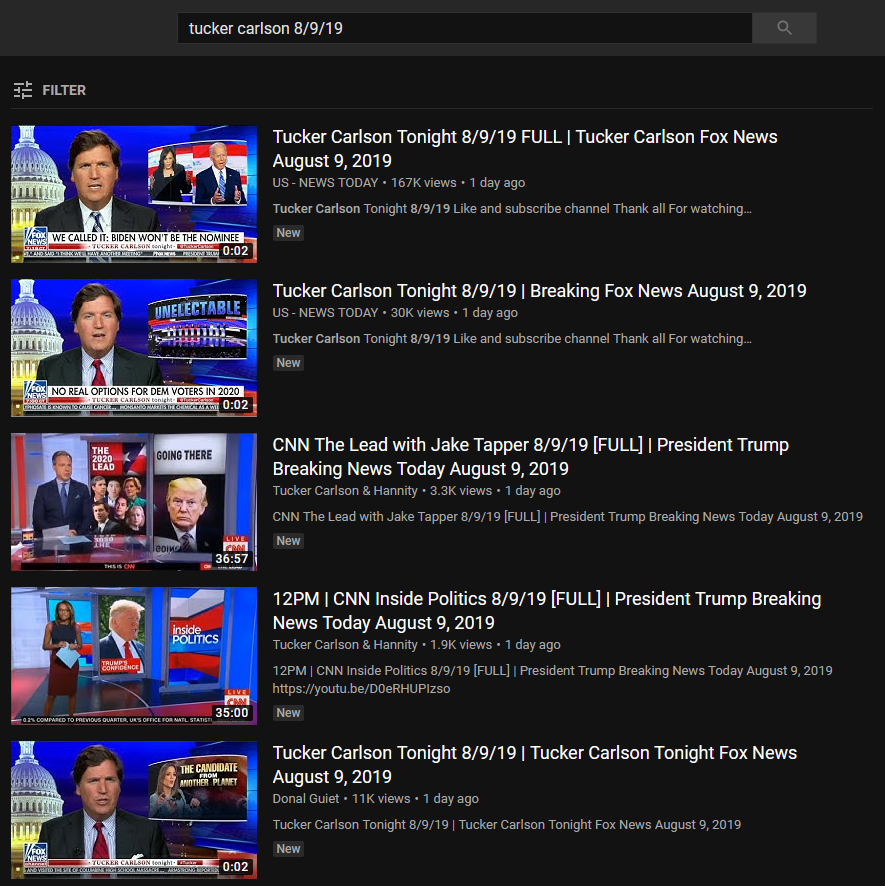 Wunder_Blunder's tweet photo. @TuckerCarlson Your videos are being hidden on YouTube by a coordinated effort to muddle search results.

#WeSeeYou #BigTech https://t.co/eveyap7nDx