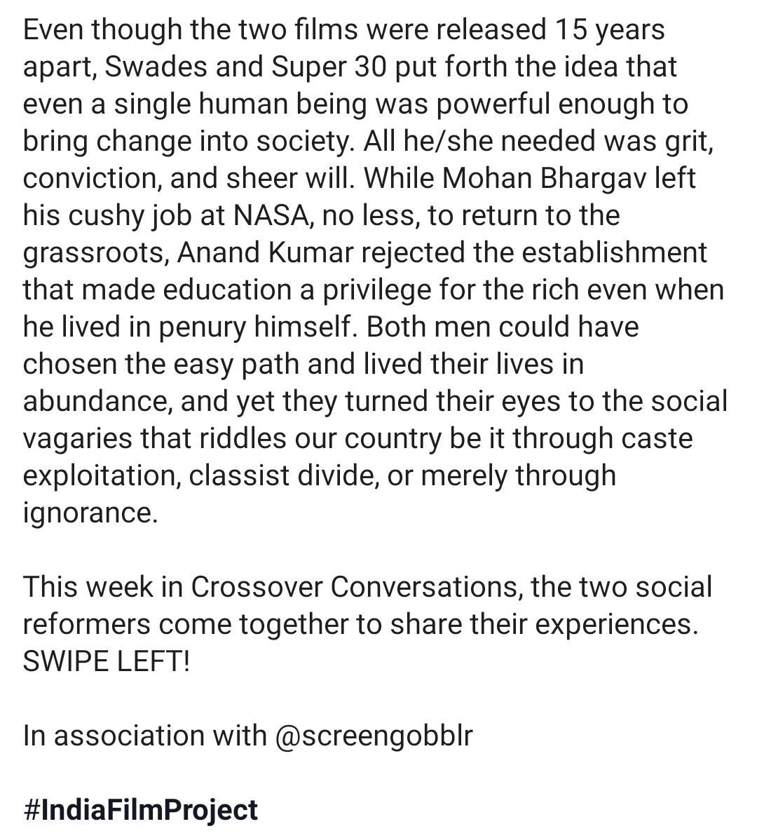 ifp_world's tweet photo. #CrossoverConversations
Mohan from Swades meets Anand from Super 30
@iamsrk @iHrithik @FuhSePhantom @agppl
#IndiaFilmProject X @screengobblr
@ShahrukhKhan_FC @drshahrukh @ShahRukhKhanFC @HrithikWeb @HR_FC_Peru @HrithikRoshanC https://t.co/wtYnlAJykt