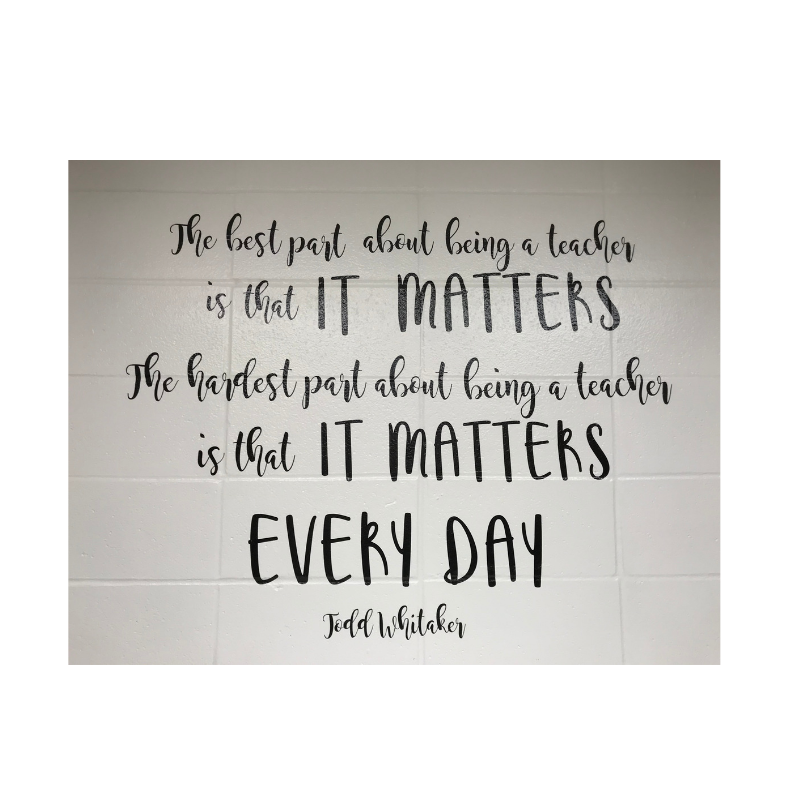 LHeatherMueller's tweet photo. @ToddWhitaker your very important reminder on the walls in the @sullelem teacher workroom. Looking forward to a great year and making every day count! https://t.co/5ddXdNuYvW