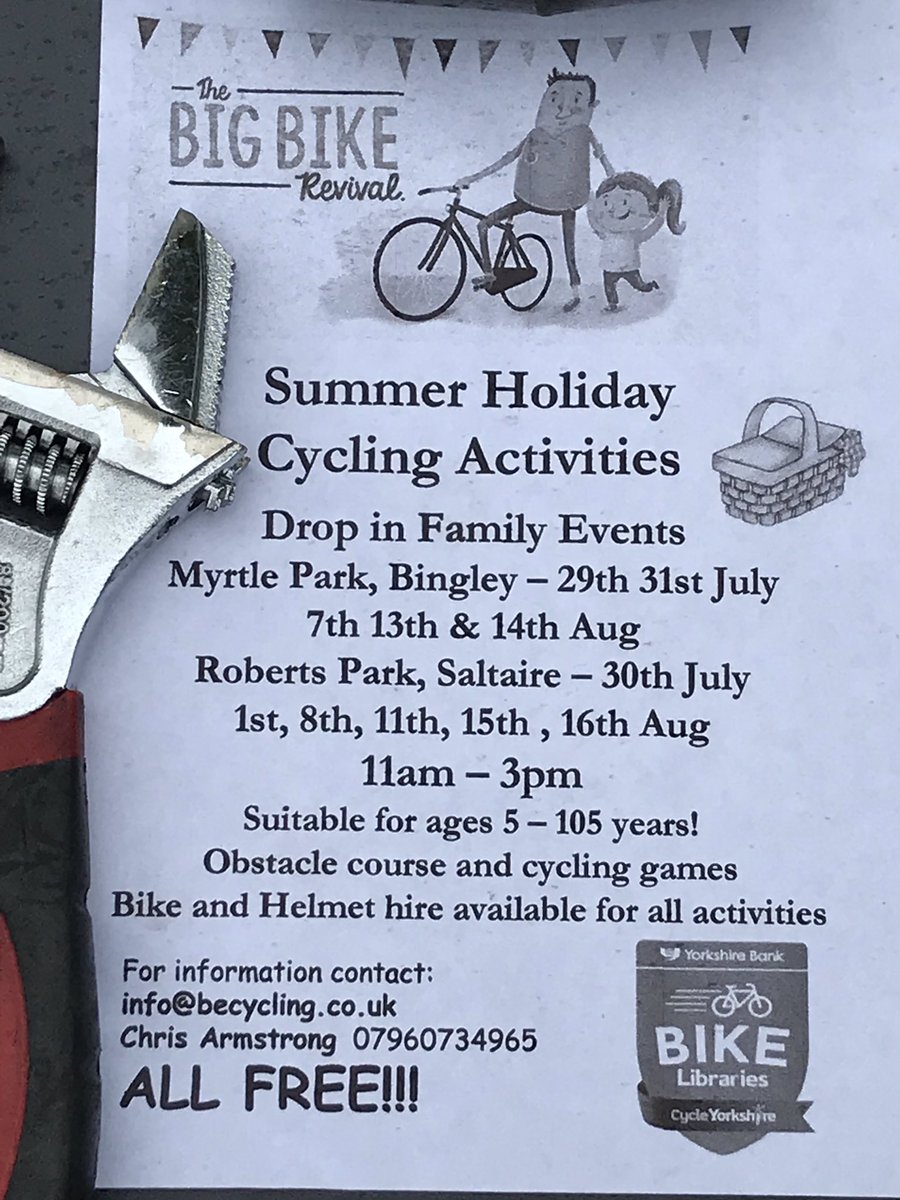 cambanzee's tweet photo. Happened upon this today in Roberts Park. Although it’s drizzling it’s been fun for adults and children alike! more dates to come in Saltaire and Bingley. #ThisGirlCan #TheBigCycleRevival #BeCycling @chrisc2c2003 @NickDaBird https://t.co/ycl0EcH31k