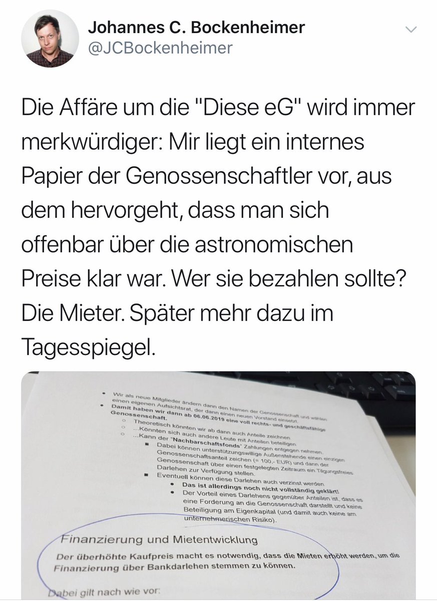 Die kontextbefreiten Zitate aus dem angeblich internen "Papier" stammen übrigens nicht von Diese eG, sondern aus einen PDF von uns Mieter*innen der BOX32 von Anfang Juni. Ganz schön investigativ <a href="/JCBockenheimer/">Johannes C. Bockenheimer</a> #ichbindiese