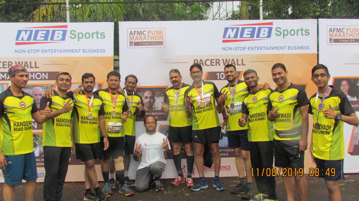 HrRunners's tweet photo. Handewadi Road Runners @ AFMC Pune Marathon , Congratulations Team
Superb Show by Team HRR across 21km and 10km run categories. 
Our oldest member ran his fastest 21km in 1:41:32. No words to describe his commitment and consitency. 🎩's off  @Vineet Sir. 
#RunRestRepeat https://t.co/LsrRwmdDrX