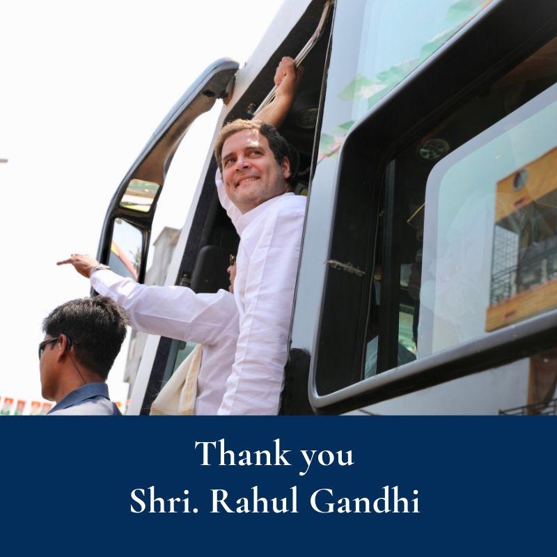 #ThankYouRahulGandhi for being our guiding light, our source of inspiration & our moral compass. Your unbounded drive & determination has invigorated every member of this party - each of whom has learnt the power of leading with love & fearlessness through you.