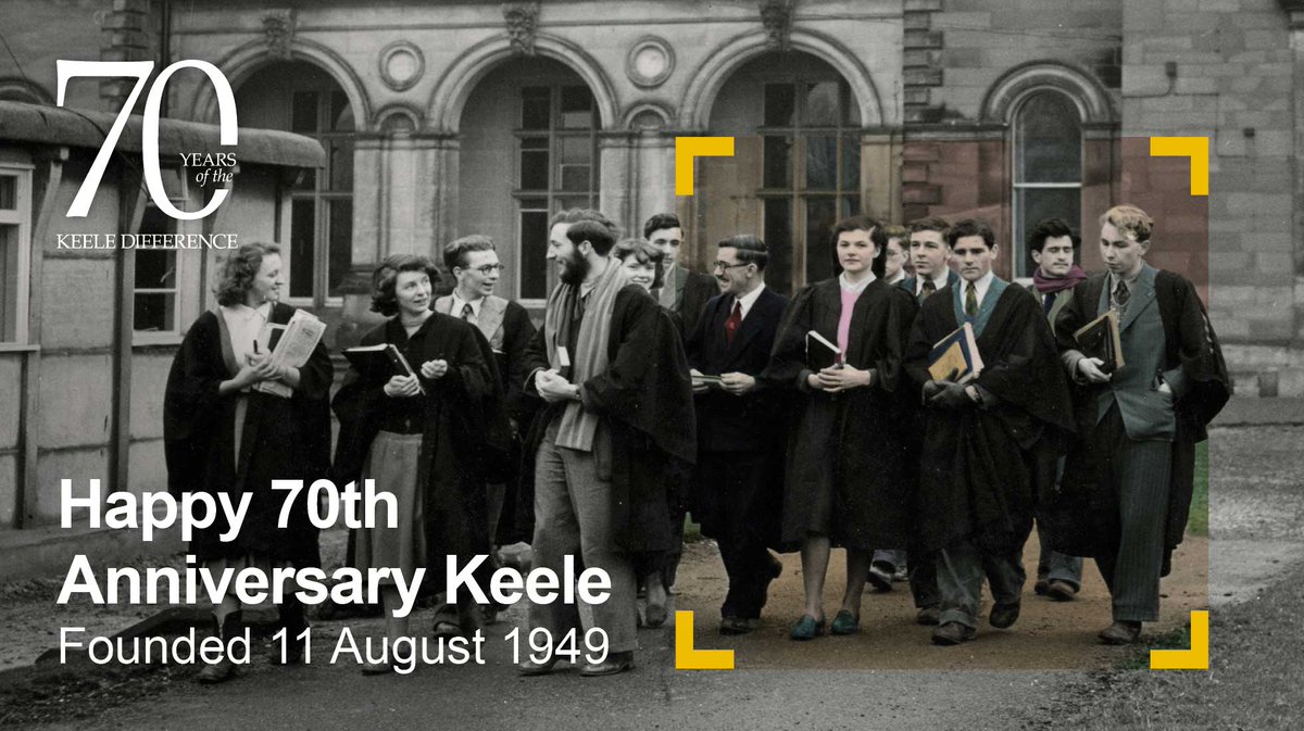 KeeleUniversity's tweet photo. Today we’re celebrating our official 70th birthday 🎉 On this day in 1949 we received our founding charter, with a commitment to meet the demands of a new kind of society, economy and world #Keele70 https://t.co/4F0nKLP0ce