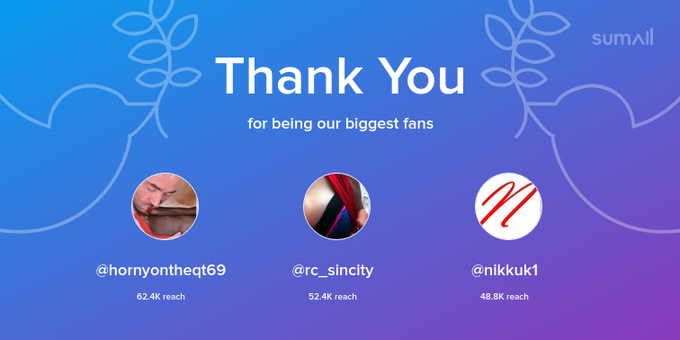 Our biggest fans this week: hornyontheqt69, rc_sincity, nikkuk1. Thank you! via https://t.co/vfXGQ8T5p7