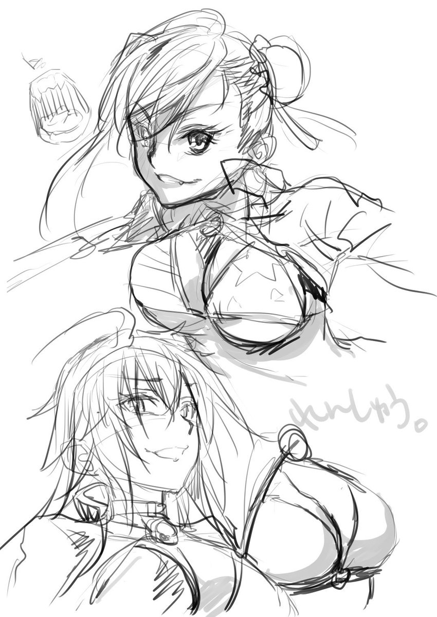 コミケに出発するまえにお栄ちゃん、武蔵、オルタ初書き練習(描き殴り)夏たのしみだなぁ 
